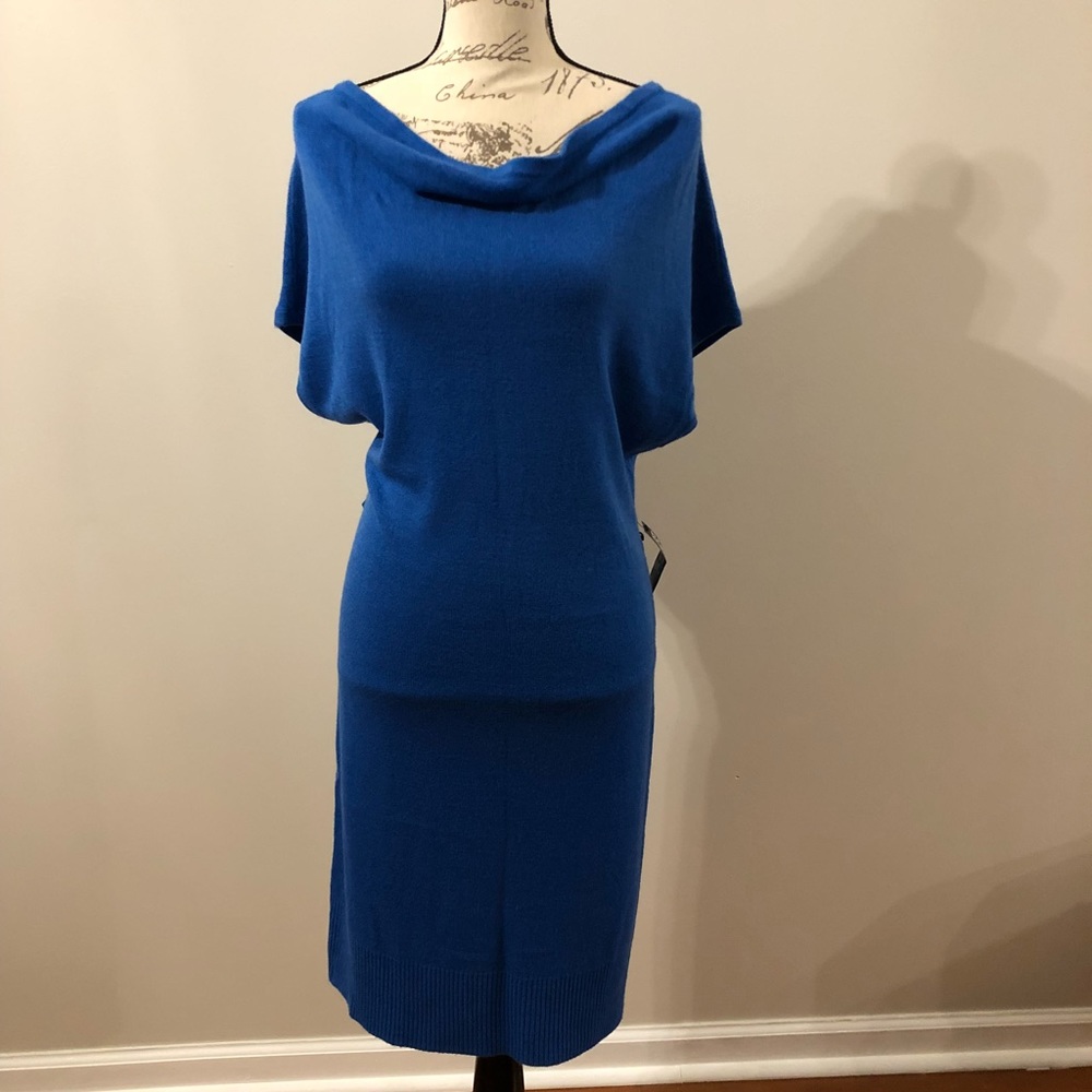 Blue sweater dress